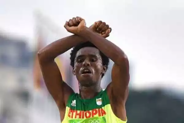Ethiopian Athlete Could Die If He Goes Back Home For Doing This Sign At The Olympics
